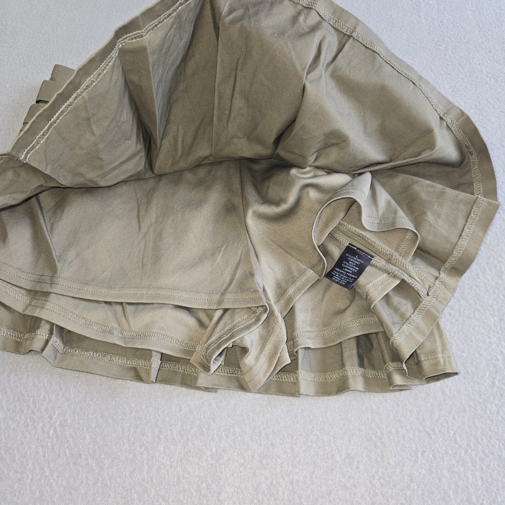 Fashion Nova Pleated Skort Womens Large Olive Green‎ Double Belted Mini Utility - Picture 4 of 8